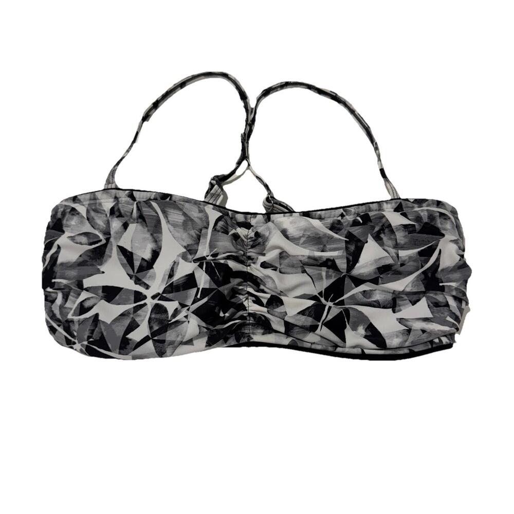 Athleta 34 D/DD Bikini Top White Black Underwire Removable Pads Removable Straps